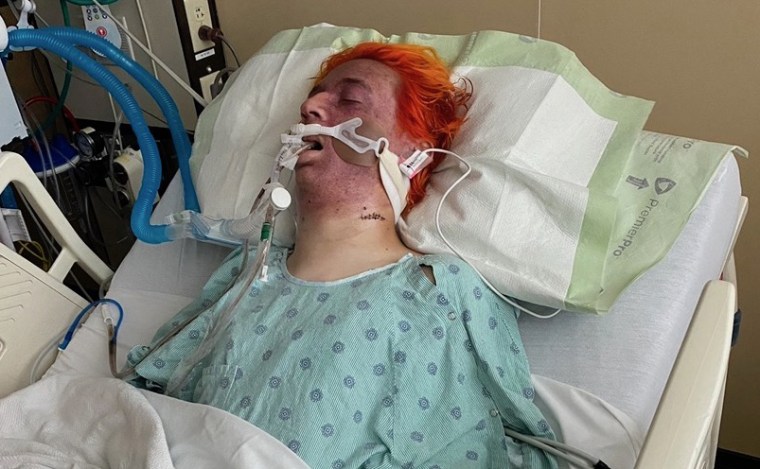 Holden White in the hospital shortly after his attack.