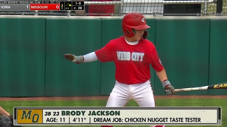 Brody Jackson playing in the Little League World Series.