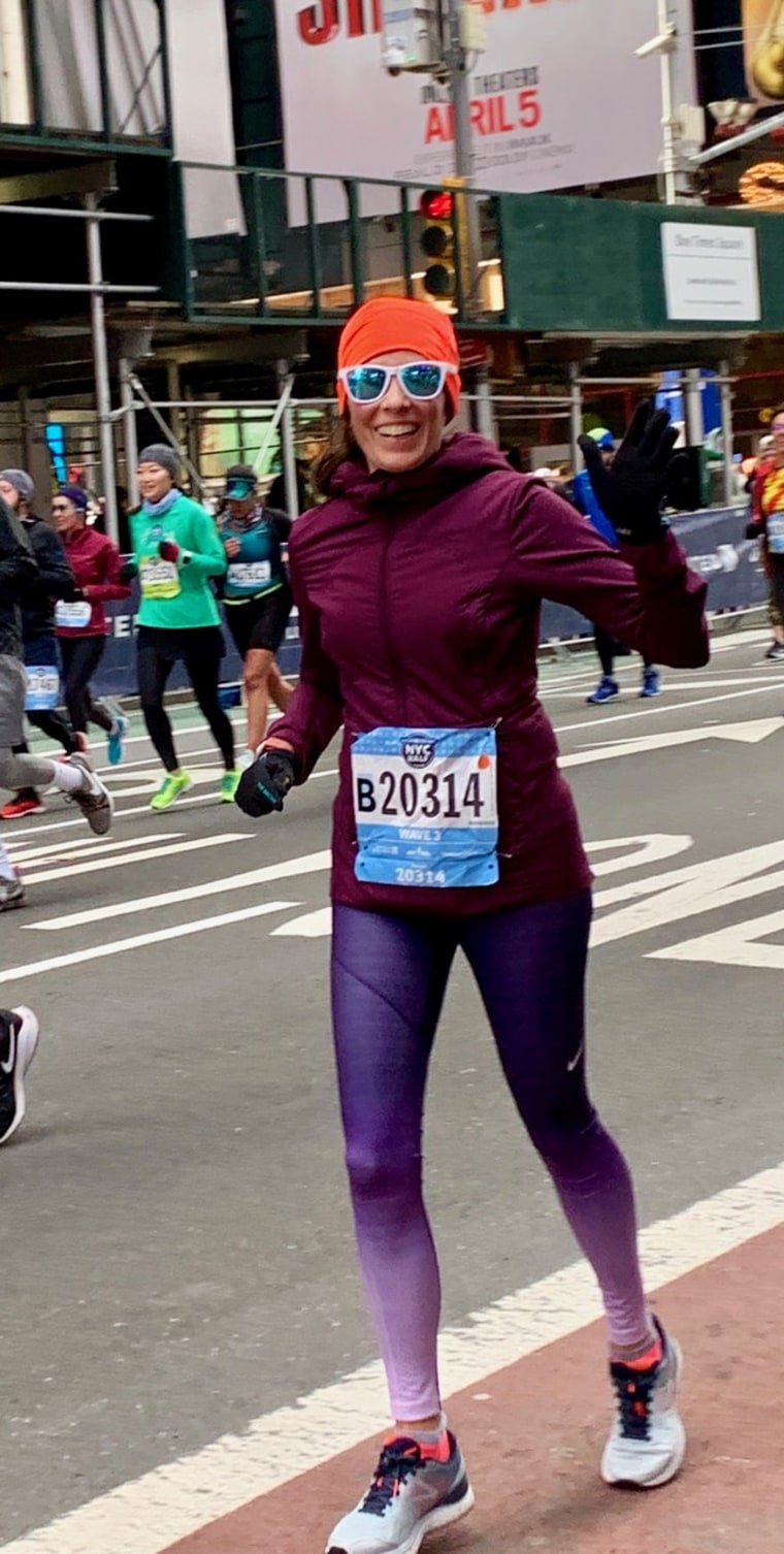 Natalie Rizzo running the New York City half marathon in 2019.