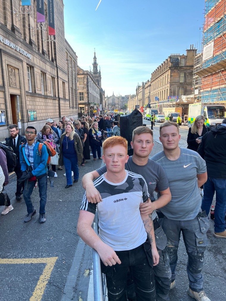 Brothers Cameron and Reece Wilkins, and their cousin Calvin Wilkins, were willing to wait for hours to pay their respects to the queen in Edinburgh, Scotland.