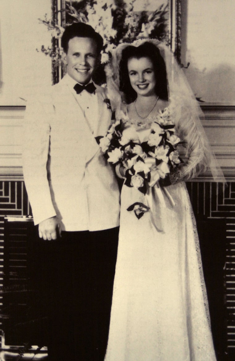 Jim Dougherty and Norma Jeane Baker on their wedding day in June of 1942.