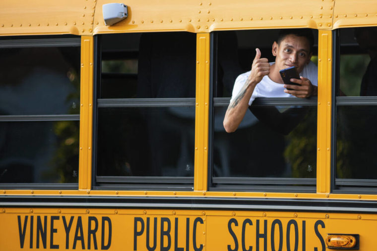 Un inmigrante en autobús en Martha's Vineyard, Massachusetts, el 14 de septiembre de 2022.