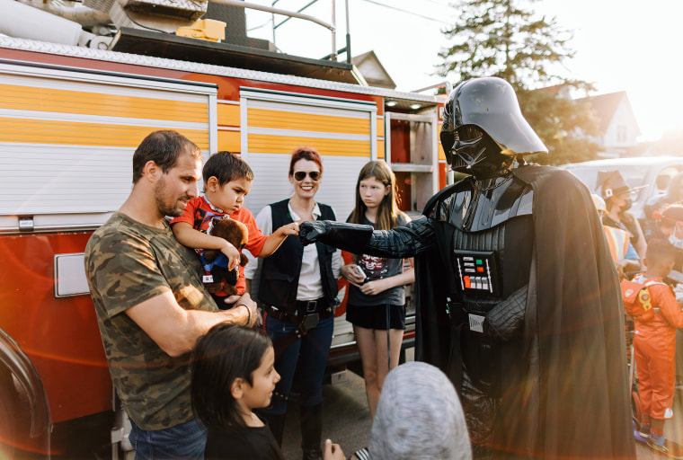 Local residents of Hamilton, Ontario threw a Halloween party for 5-year-old Alexandros Hurdakis, who has a brain tumor. 