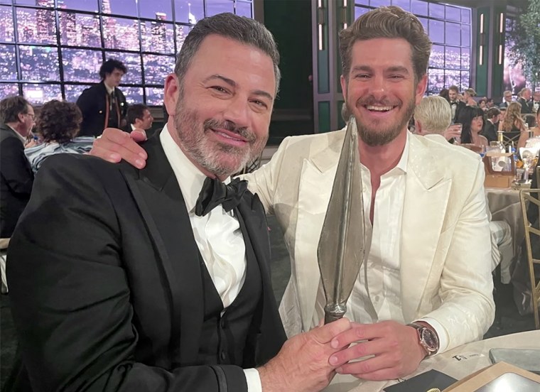 Jimmy Kimmel and Andrew Garfield at the Emmys.