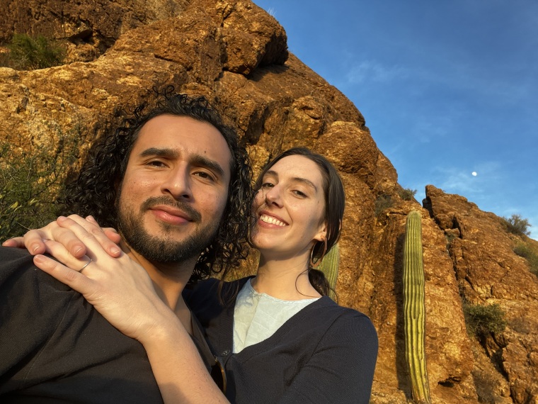 Zamora with his wife, a certified Reiki practitioner.