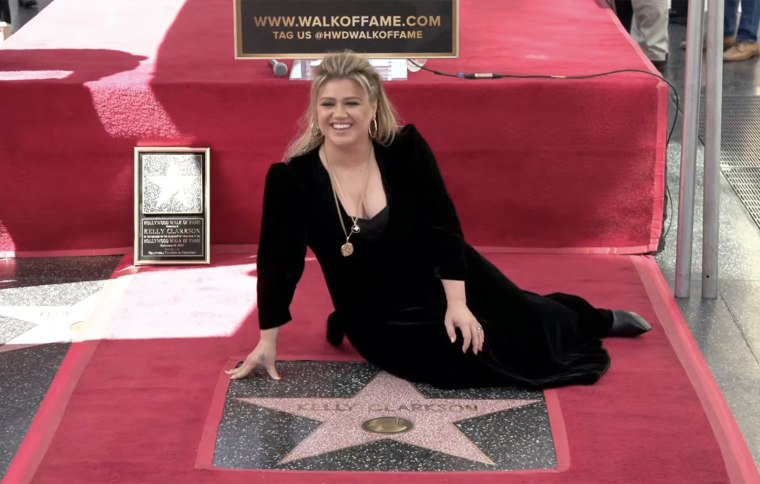 Kelly Clarkson with her new star on the Hollywood Walk of Fame.