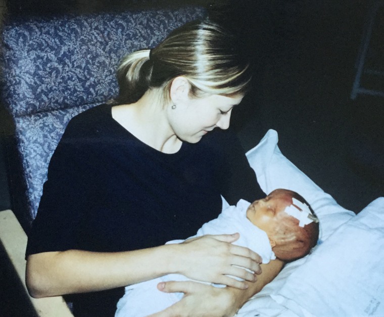 Author Jessica Ronne with her baby boy, Lucas, in 2004.