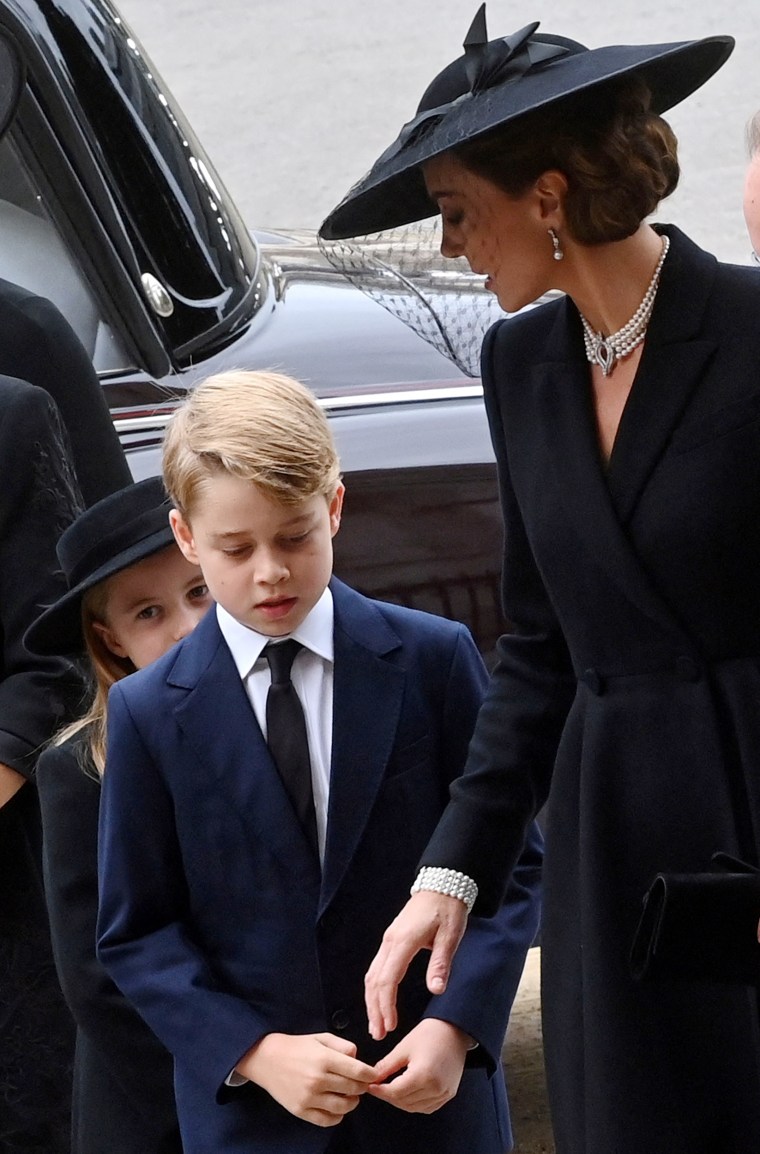 Meghan Pictured With Kate, George and Charlotte at Queen's Funeral