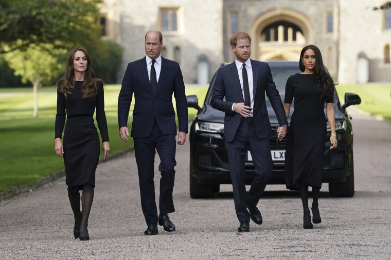 Kate, the Princess of Wales, Prince William, Prince of Wales, Prince Harry and Meghan, Duchess of Sussex