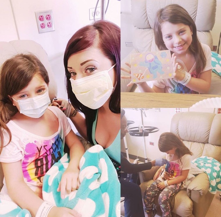 Photos of Kaitlin Preble and her daughter in the hospital.
