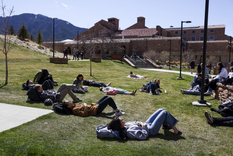 University of Colorado students on the lawn