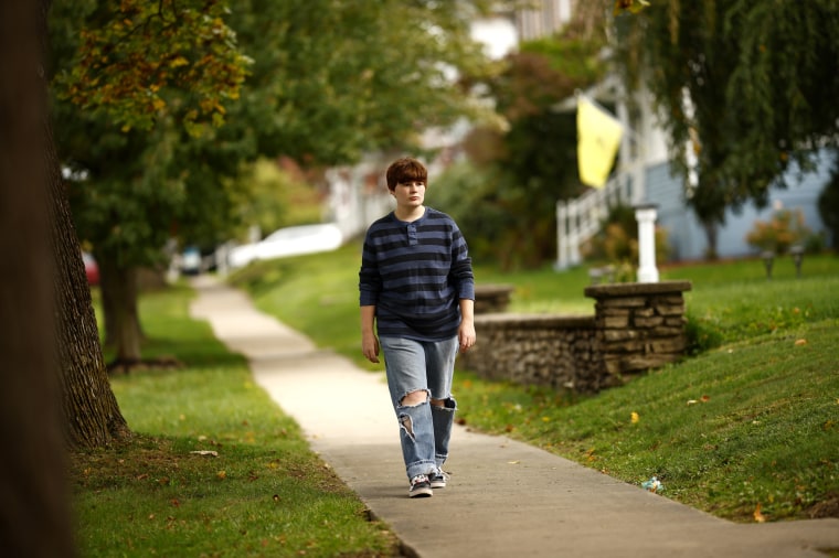 Image: Marshall Troese walks the route from his school to the University Korner gas station on  in Clarion, Pa.
