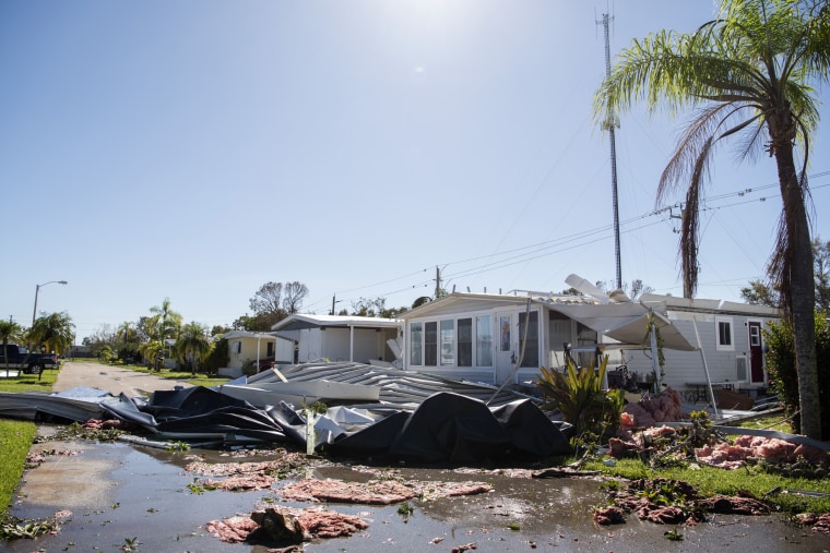 Housing damage from Hurricane Ian in Fort Myers
