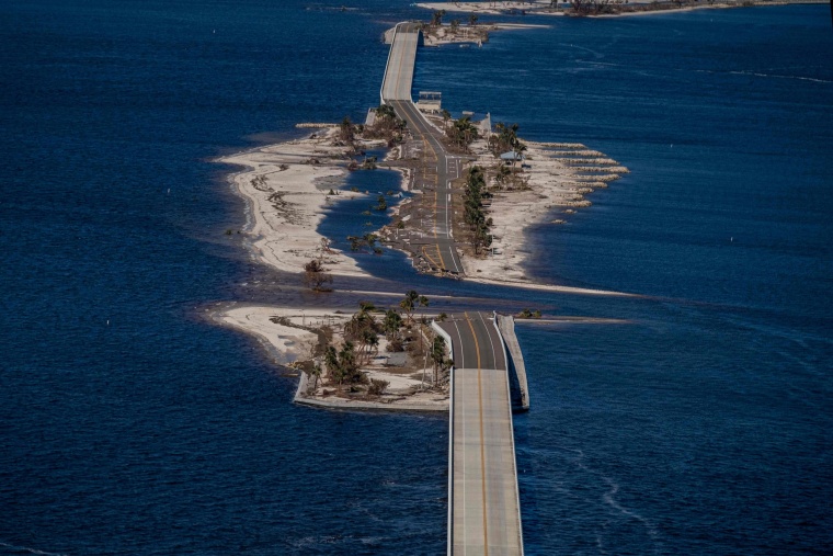 A collapsed section of the Sanibel Causeway