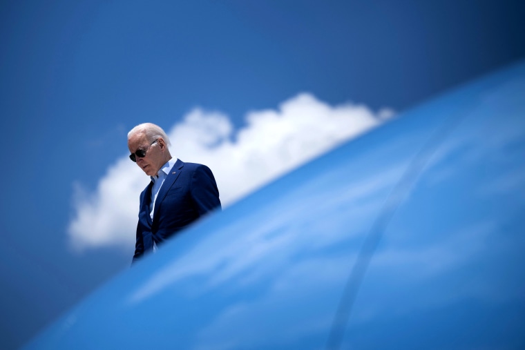 Image: President Joe Biden disembarks Air Force One in Rhode Island on July 20, 2022.