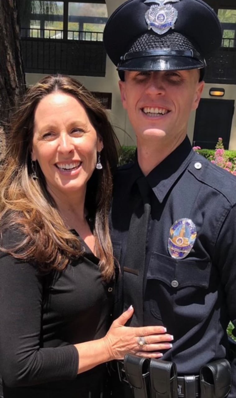 Los Angeles Police Officer Houston Tipping with his mother.