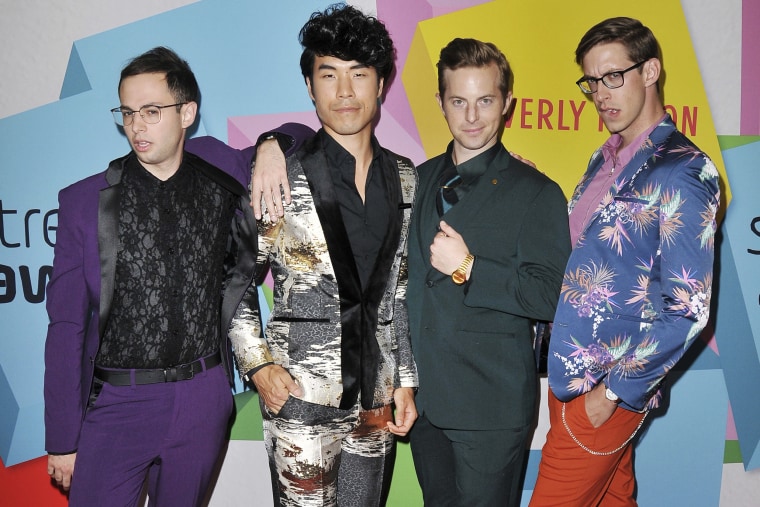 Member of The Try Guys, from left, Zach Kornfeld, Eugene Lee Yang, Ned Fulmer and Keith Habersberger at the Streamy Awards in 2017.