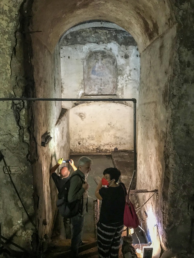Researchers explore the ancient Chiatamone spring in Naples, Italy.