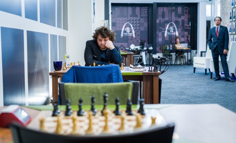 Chess grandmaster Hans Niemann competing at the Sinquefield Cup