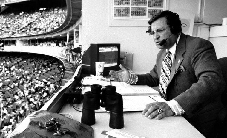 Los Angeles Dodgers Jaime Jarrin broadcasting from Dodgers Stadium