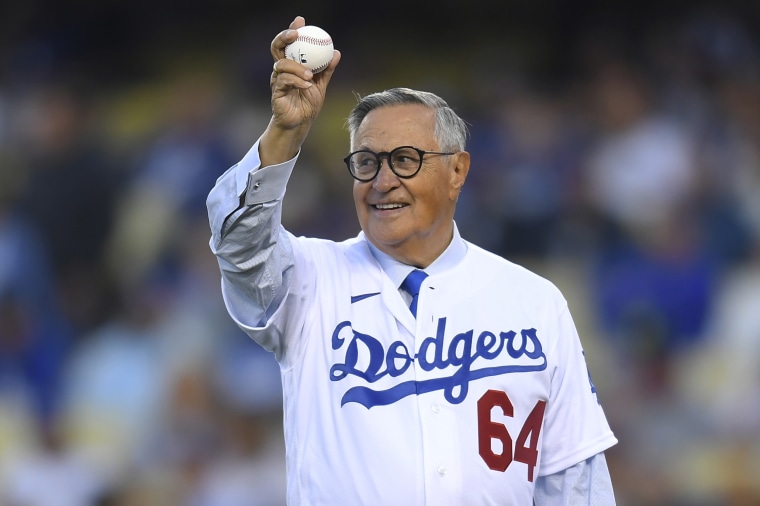 Spanish language broadcaster Jaime Jarrin throws out first pitch on opening day
