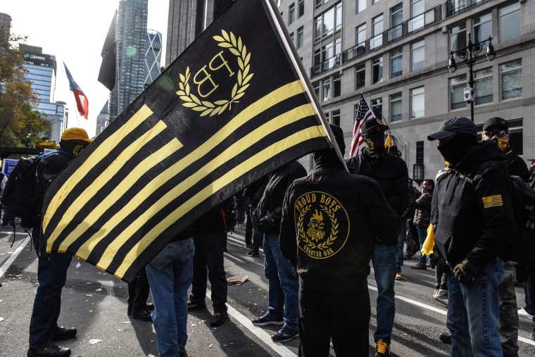 Proud Boy Protesters Gather in New York to Rally Against Vaccine Mandates