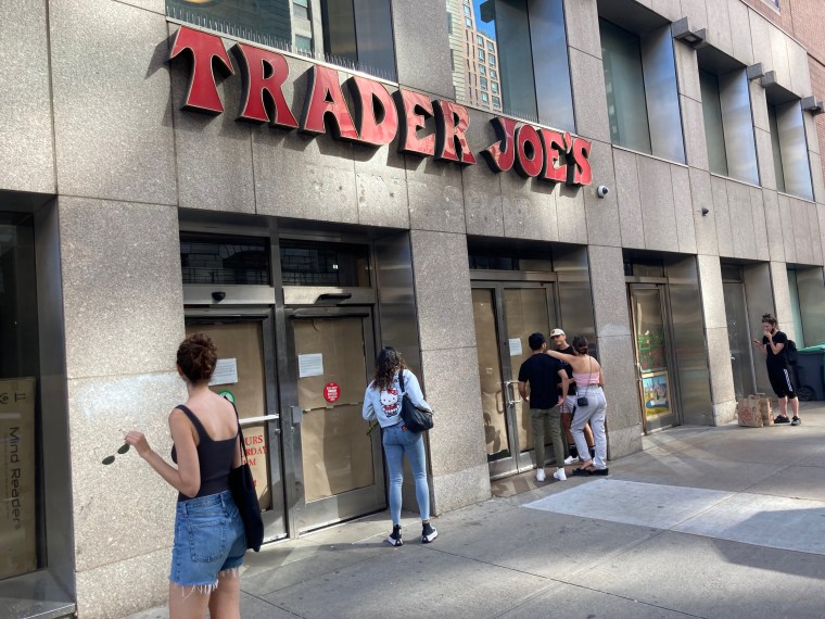 The closed Trader Joe's Wine in Manhattan on Aug. 11, 2022.