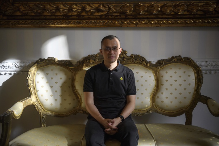 Founder and CEO of Binance Changpeng Zhao sits on a couch in Rome.