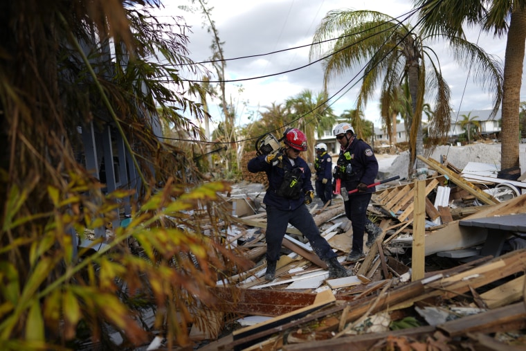 Florida Task Force 2 urban search and rescue in Fort Myers Beach after hurricane Ian