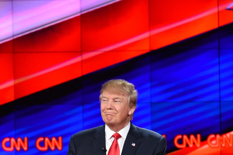 Image: Republican presidential candidate Donald Trump smiles during the Republican Presidential Debate, hosted by CNN in Las Vegas
