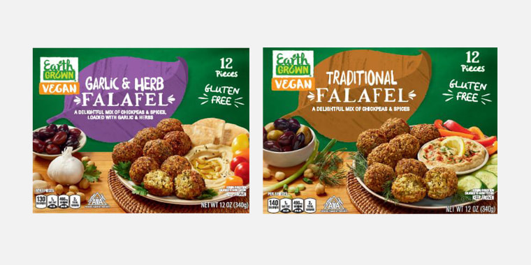 A side by side of Earth Grown Vegan Garlic & Herb Falafel and Traditional Falafel.