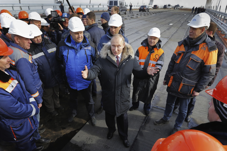 Putin made personal appearances to celebrate the construction of the bridge. 