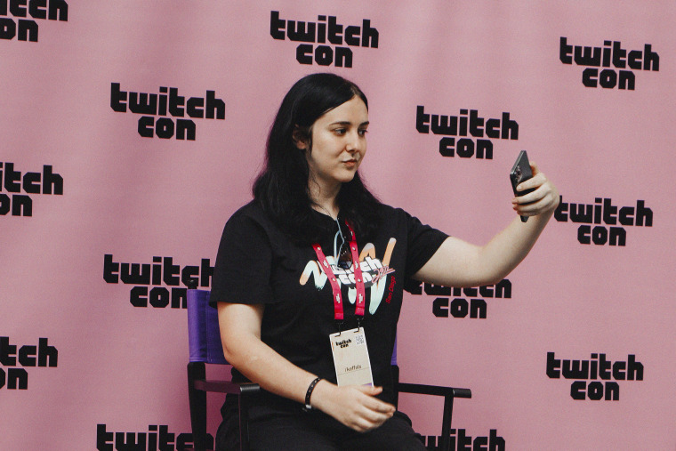 Clara Sorrenti, also known as Keffals, takes a selfie at TwitchCon in San Diego on Oct. 8, 2022.