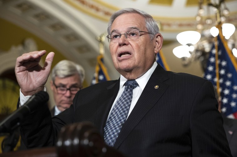 Sen. Bob Menendez, D-N.J., speaks during a press conference after a Senate Democratic Caucus policy luncheon at the U.S. Capitol, on Sept. 20, 2022.