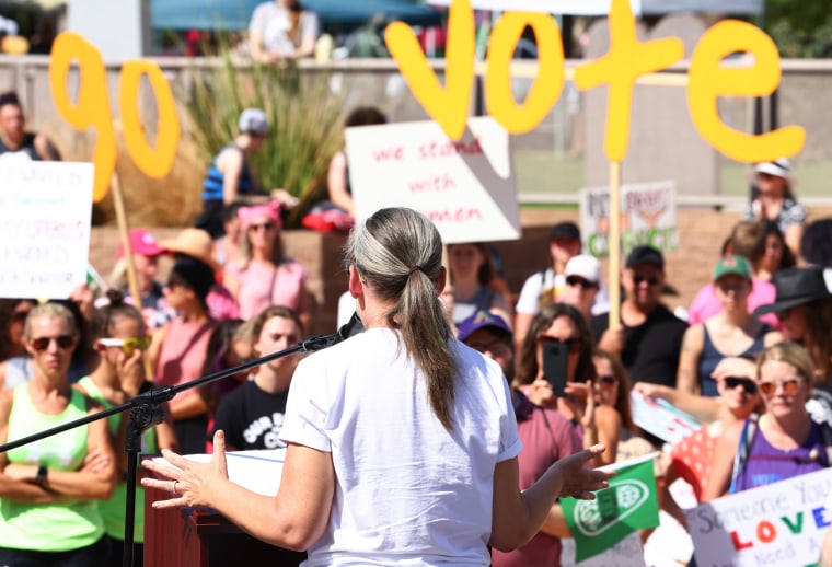 Image: Arizona Gubernatorial Katie Hobbs Speak's At The Women's March In Phoenix