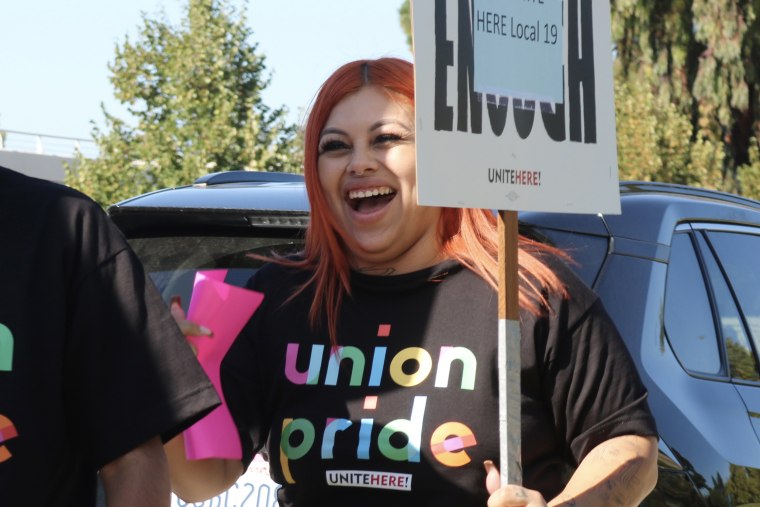 Cristalyn Barragan smiles on the picket line.