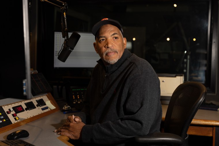 Shelly Wynter in the studio of his radio show in Atlanta on Oct. 10, 2022.