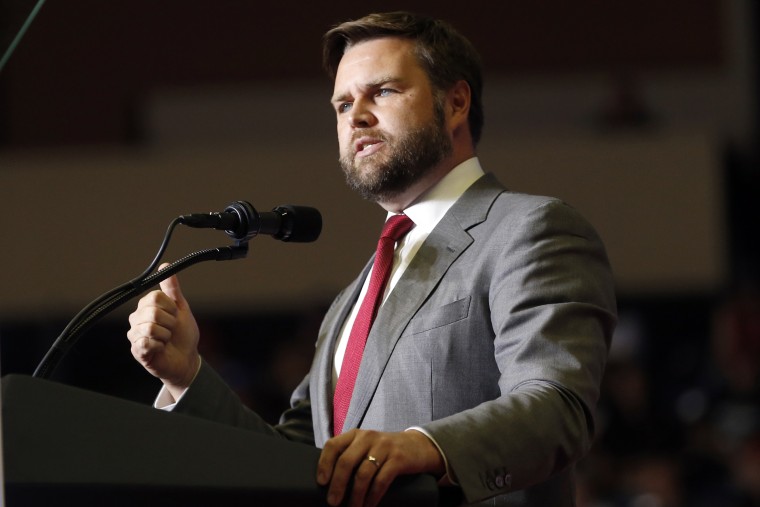 JD Vance speaks at a rally in Youngstown, Ohio