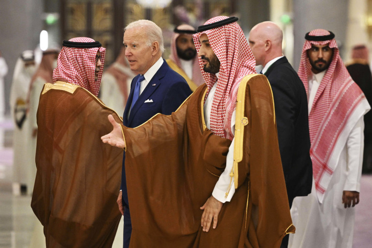 President Joe Biden and Saudi Crown Prince Mohammed bin Salman in Saudi Arabia's Red Sea city of Jeddah.