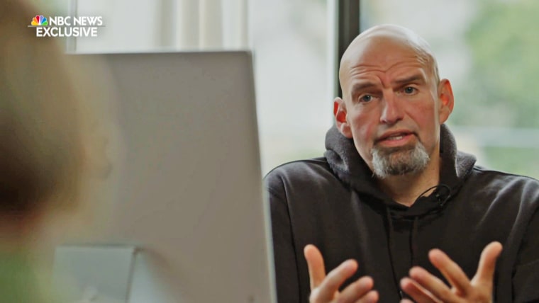 John Fetterman during an interview with NBC News.