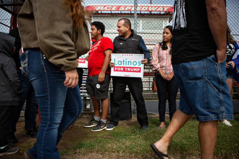 Latino Trump supporters at Ace Speedway at a Trump rally in Elon, N.C., on Sept. 19, 2020.