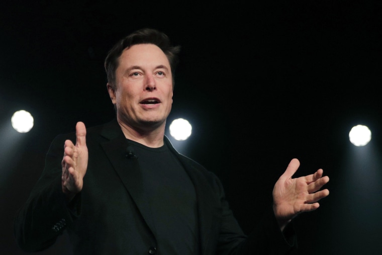 Elon Musk speaks before unveiling the Model Y at Tesla's design studio in Hawthorne, Calif., in March 2019.