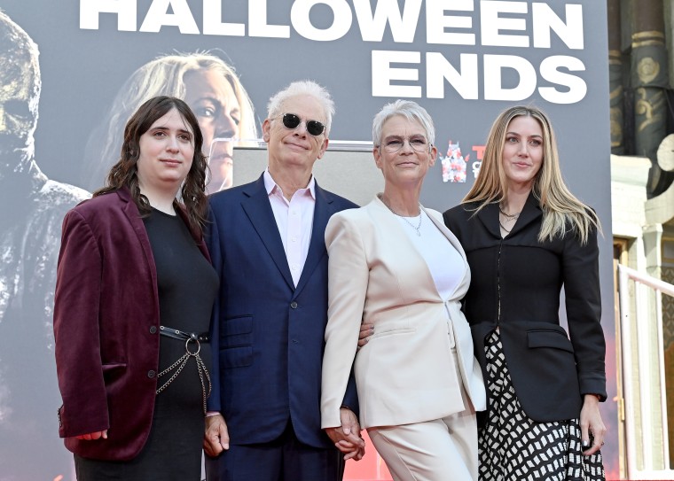 Ruby Guest, Christopher Guest, Jamie Lee Curtis and Annie Guest attend the Jamie Lee Curtis Hand and Footprint Ceremony at TCL Chinese Theatre in Hollywood, Calif.