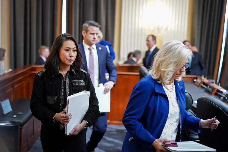 Rep. Stephanie Murphy, Rep. Adam Kinzinger, and Rep. Liz Cheney during a hearing for the House select committee investigating the Jan. 6 attack on the Capitol in Washington, D.C.