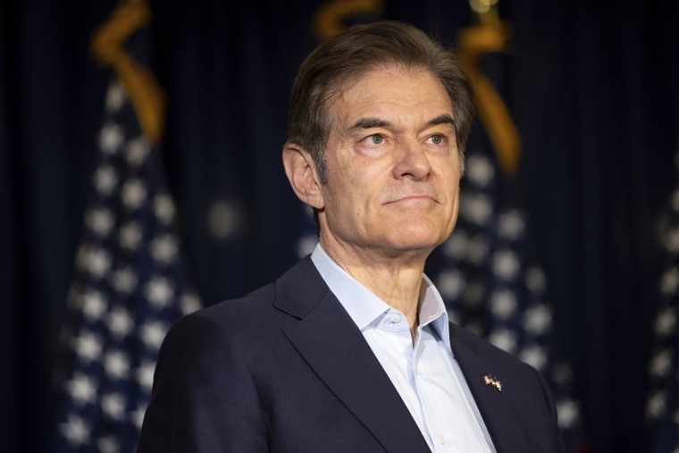 Republican candidate for U.S. Senate in Pennsylvania Dr. Mehmet Oz looks on at the Fraternal Order of Police Lodge 2 in Scranton, Pa. after receiving their endorsement on Tuesday, Oct. 4, 2022.