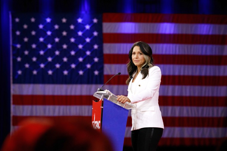 Tulsi Gabbard, former Rep. from Hawaii, speaks during the Conservative Political Action Conference in Orlando, Fla., on Feb. 25, 2022. Launched in 1974, the Conservative Political Action Conference is the largest gathering of conservatives in the world.