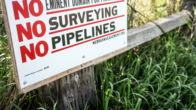Anti-pipeline sign on property of South Dakota landowner Ed Fischbach. 