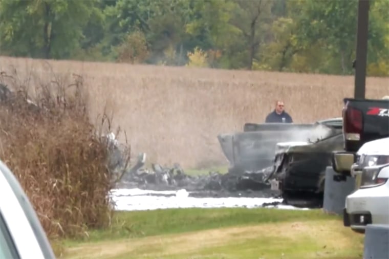 Smoke rises after a plane crash in Marietta, Ohio.