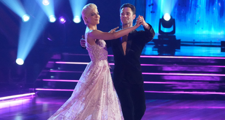 Selma Blair and Sasha Farber during a routine on "Dancing With The Stars"