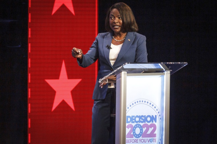 Rep. Val Demings, D-Fla., participates in a televised debate with Sen. Marco Rubio, R-Fla., at Duncan Theater on the campus of Palm Beach State College in Palm Beach County, Fla., on Tuesday, Oct. 18, 2022.
